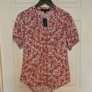 NWT Tommy Hilfiger Pink Floral Short Sleeve Blouse